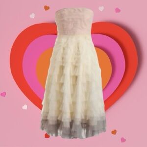 Modcloth x Traffic People NWT Strapless Tiered Tulle Ombré Midi Dress Size L